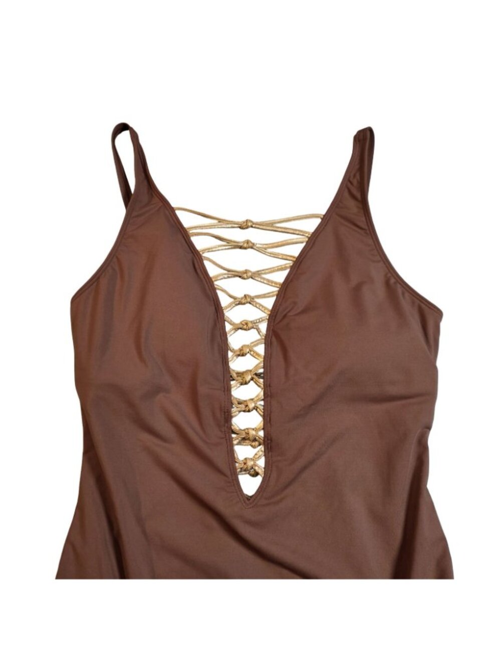 Women's - Bleu Rod Beattie Lace Up Plunge One Piece Swimsuit, Size 12 - Picture 3 of 9